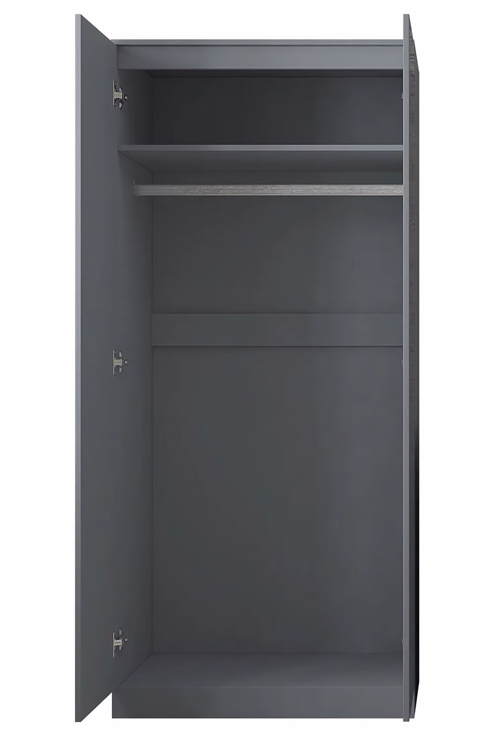 FWStyle Stora Grey Gloss 2 Door Double Wardrobe with Soft Close and Push to Open, H 180 x W 80 x D 50 cm – 4