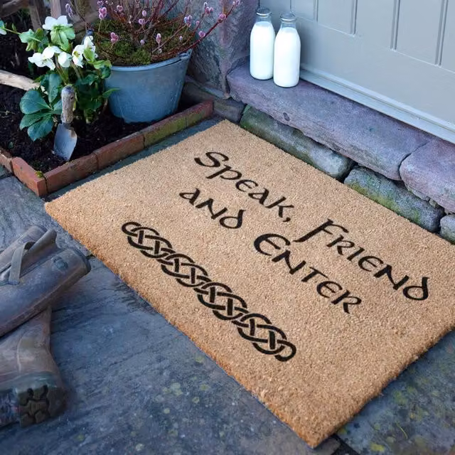 Artsy Mats Speak Friend & Enter Doormat in Brown, W: 90 cm, D: 60 cm