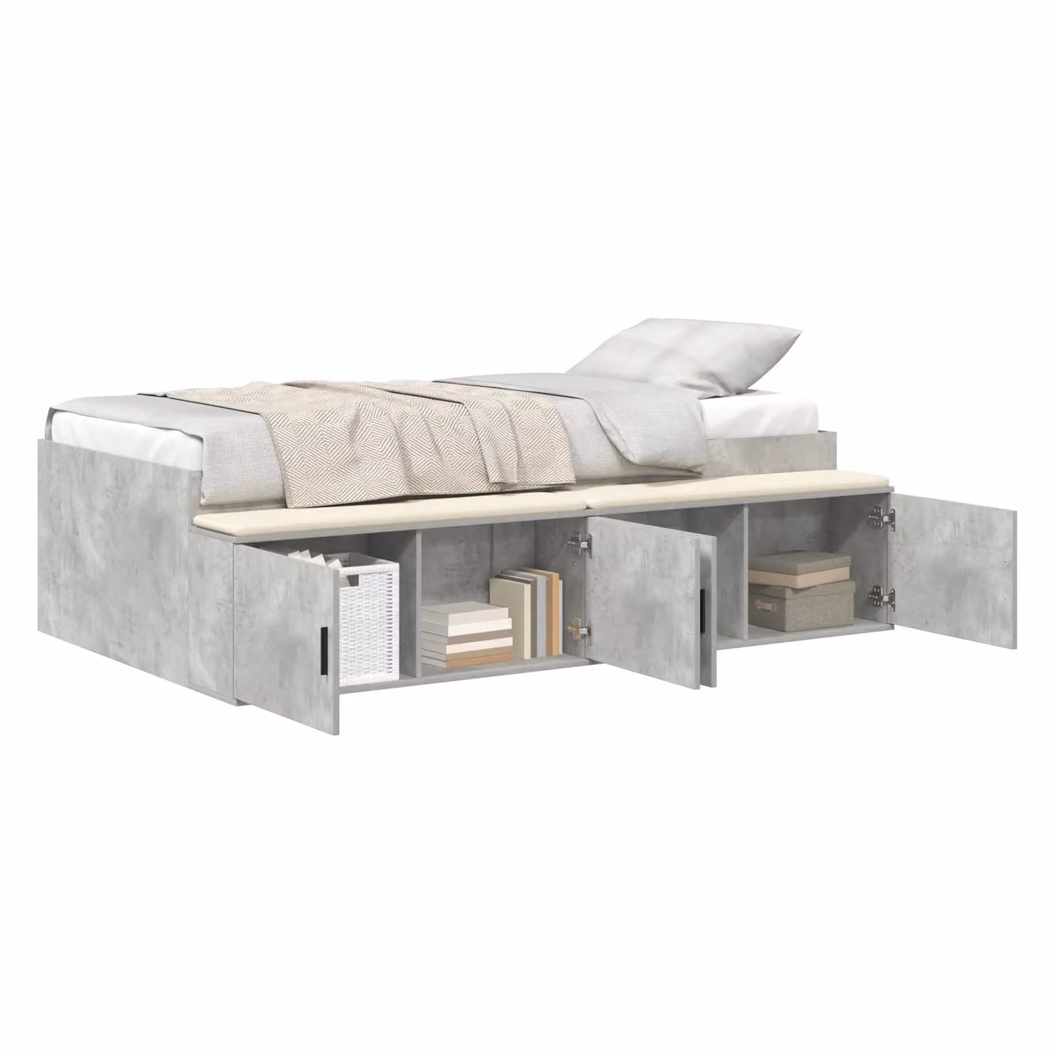 Berkfield Home Modern Storage Bed Frame with Drawers in Grey and White, W/D/H: 100 x 200 cm – 2