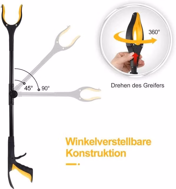 FLAVORA Heavy Duty Industrial Grabber Tool Pick Up Stick in Black and Yellow – 1