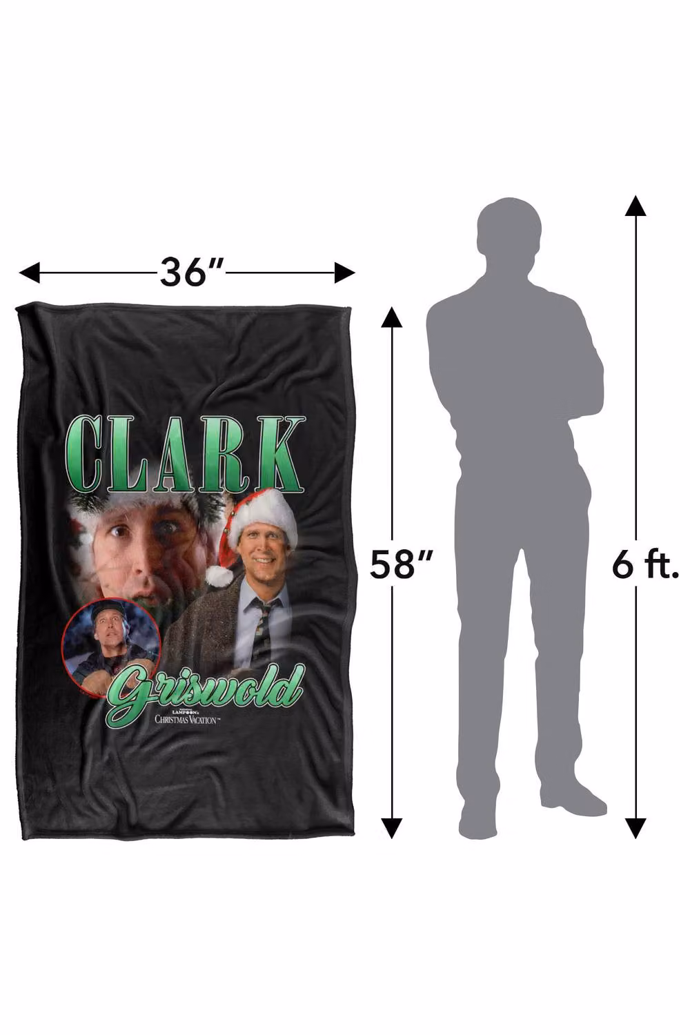 Warner Bros. National Lampoon's Christmas Vacation Clark Griswold Collage Silky Touch Blanket, Multicolour, Extra Large – 3