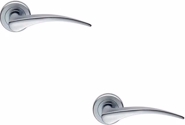 Loops 2x Pair Arched Tapered Handle on Round Rose Concealed Fix in Satin Chrome