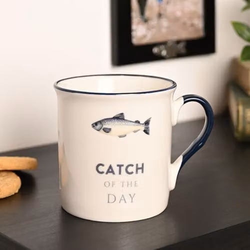 Widdop and Co Harvey Makin Hobbies Fishing Mug in White and Black – 2