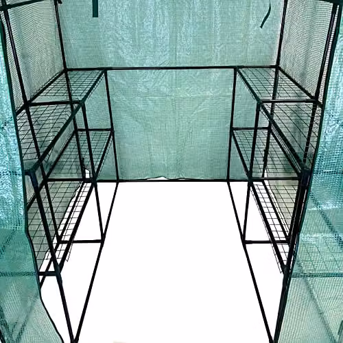 AMOS 3-Tier Portable Outdoor Garden Greenhouse in Green with 8 Shelves and Removable Waterproof PE Cover, H x W x D: 195 x 143 x 143 cm – 5