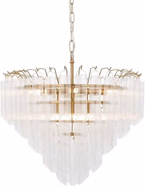 Netlighting Toulouse Pendant Light with Gold Brass Plate and Transparent Ribbed Glass, G9 Base – 1
