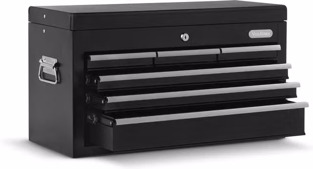 VonHaus Lockable Metal and Stainless Steel Tool Box in Black
