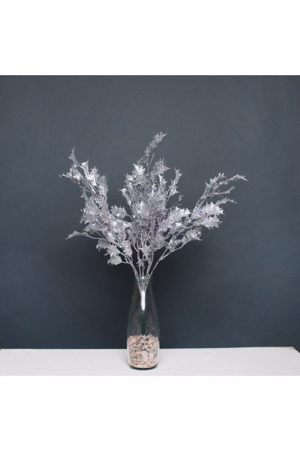 KDMD Silver Glitter Holly Bush Artificial Flowers – 2