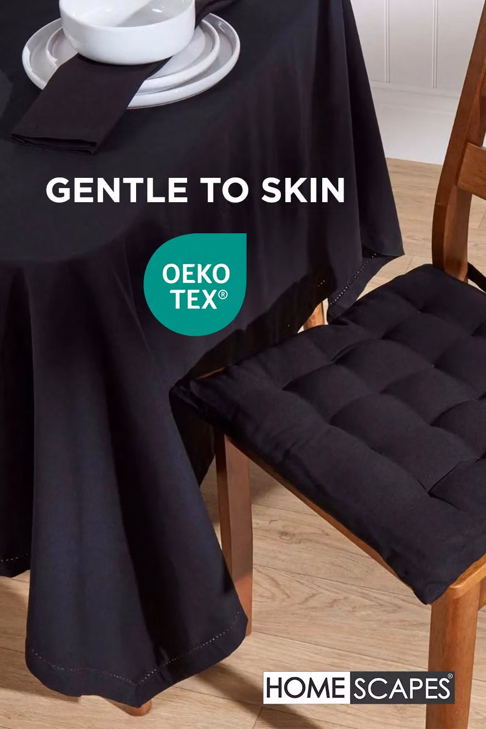 Homescapes Set of 4 Black Quilted Cotton Seat Pads, W/D/H: 40 x 40 x 6.5 cm – 3