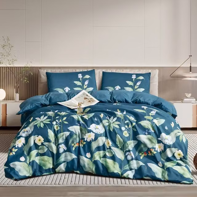 Ezysleep Zara Floral Printed Duvet Set with Pillowcases in Multicolour, Turquoise and Blue, 200 cm