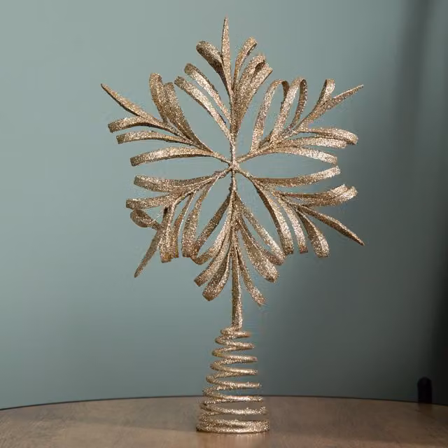 Samuel Alexander Gold Metal Snowflake Christmas Tree Topper, 29 cm