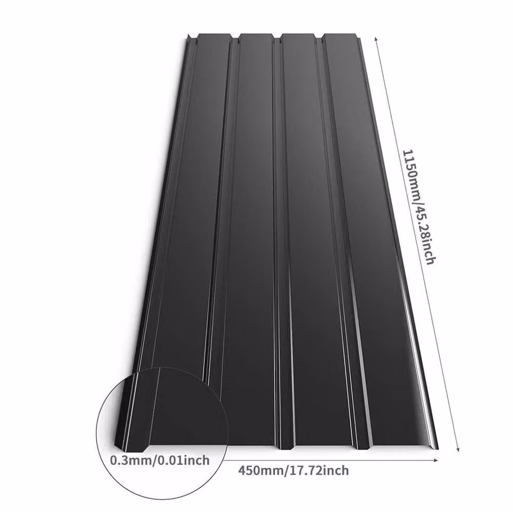 SPETLEK 3-Piece Galvanised Corrugated Metal Roof Sheets in Black, W: 52 cm, L: 1000 cm – 2