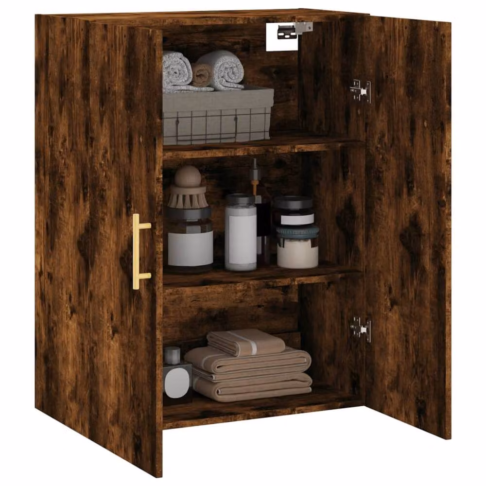 Berkfield Home Wall Mounted Smoked Oak Cabinet in Brown, W/D/H: 69.5 x 34 x 90 cm – 4