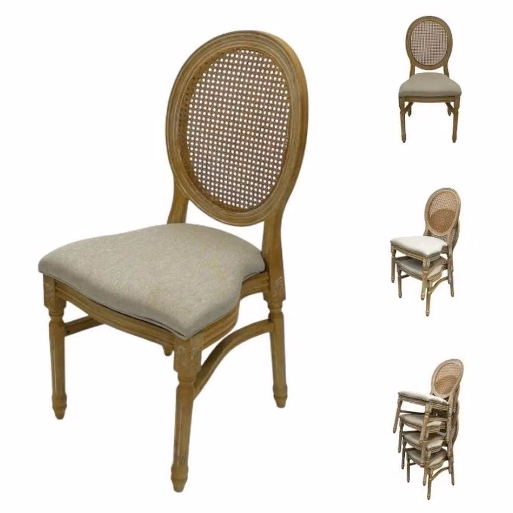 PAWNORA Set of 2 Brown Rattan Throne Dining Chairs – 2
