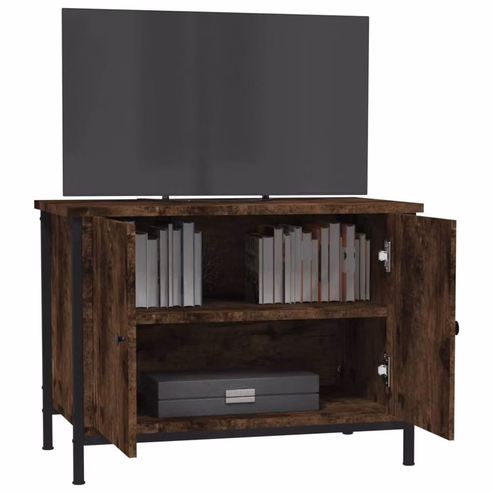 Berkfield Home TV Cabinet with Doors in Smoked Oak Brown, W/D/H: 60 x 35 x 45 cm – 3