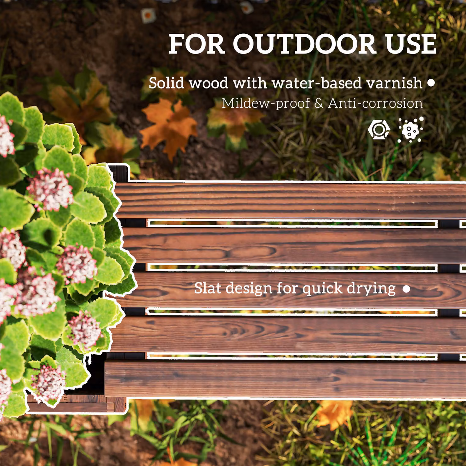 Outsunny Wooden Garden Planter and Bench Combination in Rustic Brown Carbonised Finish, W/D/H: 176 x 38 x 40 cm – 6