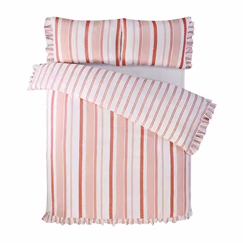 Rapport Home Maya Striped Reversible Polycotton Duvet Cover Set with Pillowcase in Pink, King Size (Duvet Cover: 180 x 200 cm, Pillowcase: 50 x 75 cm) – 2