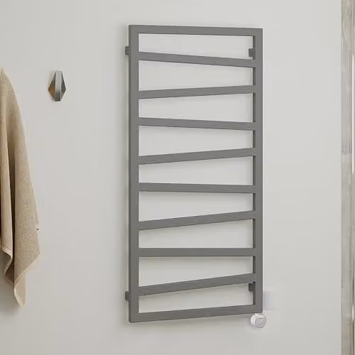 Terma Zig Zag E Electric Towel Rail with Wifi, Salt n Pepper Grey, H: 107 cm, W: 50 cm – 1