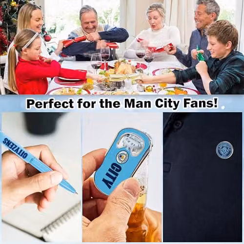 Get Trend Manchester City F.C. Luxury Christmas Crackers, Pack of 6, Blue and Multicolour – 4
