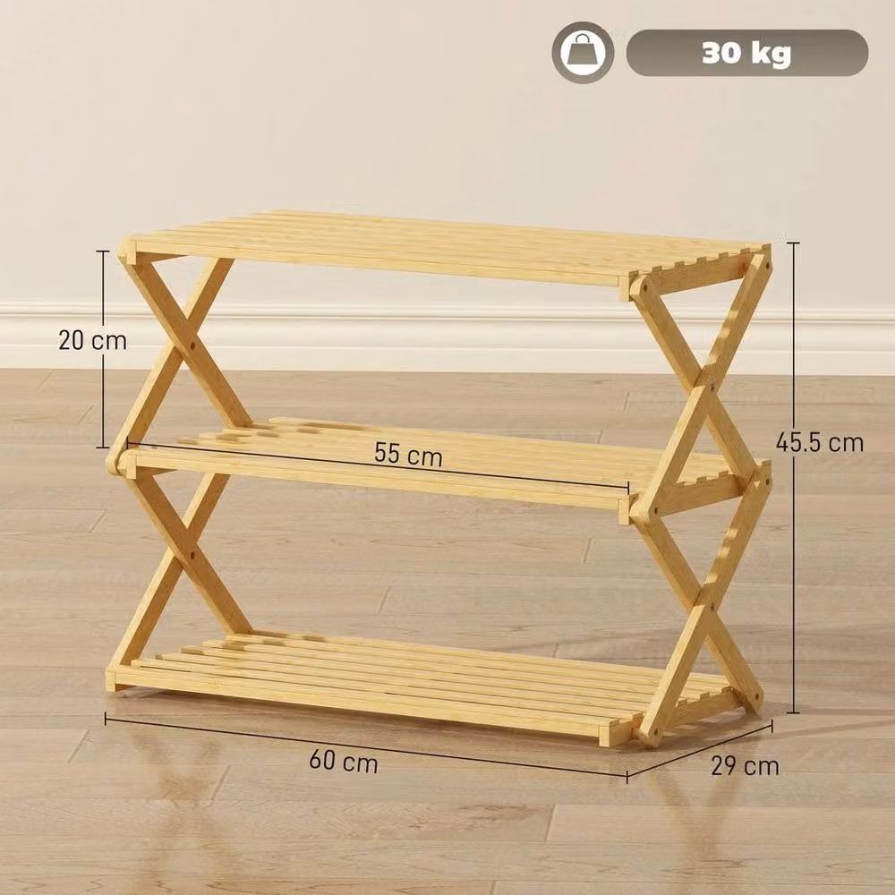 FORGEVIO 3-Tier Bamboo Shoe Rack in Natural Beige – 2