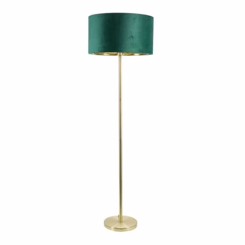 ValueLights Charlie Modern Gold Plated Stem Floor Lamp with Green Velvet Shade and Warm White Bulb