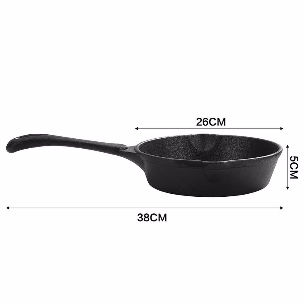 Kelvenix Pre Seasoned Cast Iron Frying Pan, Black, 26 cm – 2
