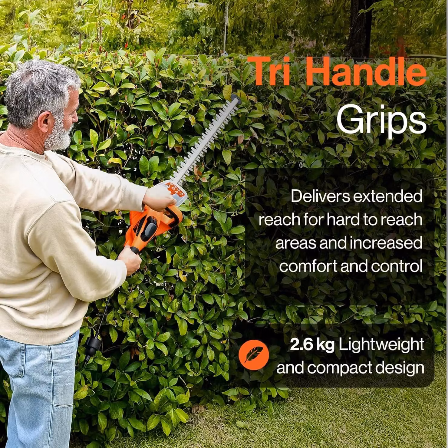 Superhandy 600W Electric Reciprocating Hedge Trimmer, Orange – 2