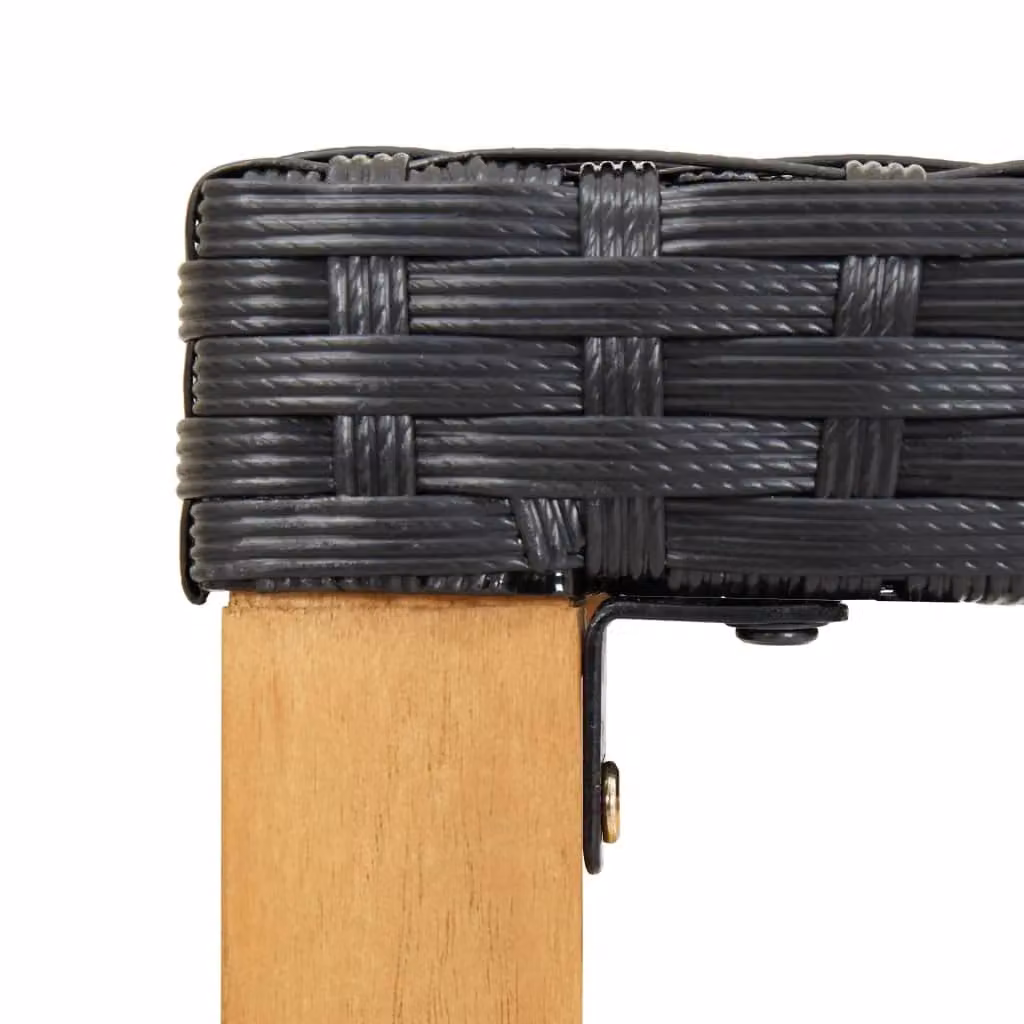 Berkfield Home Modern Garden Bench in Black Poly Rattan and Solid Acacia Wood, Width: 120 cm – 3