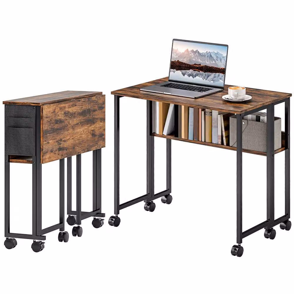 Rolipo Brown Drop Leaf Writing Desk – 2