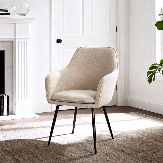 Home Garden Direct Denia Boucle Armchair in Beige with Metal Frame