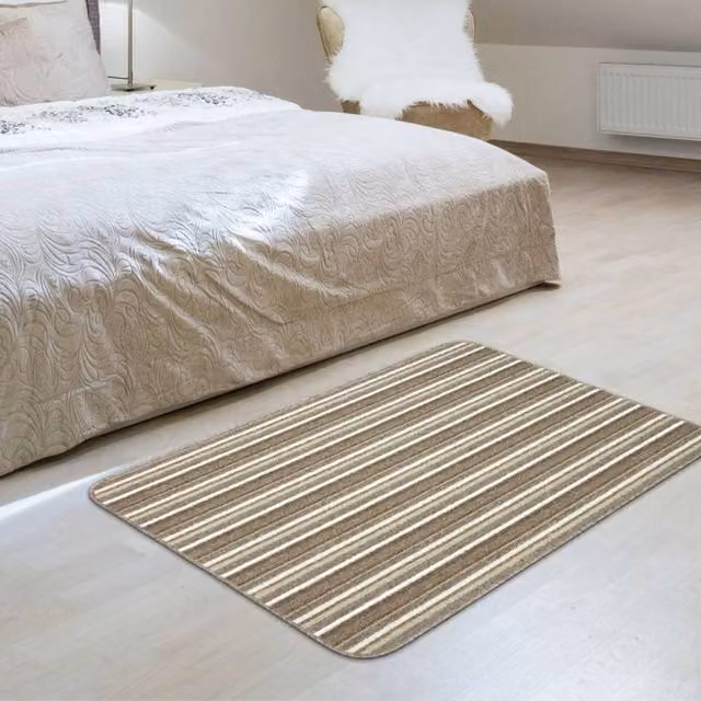 The Rug Shop UK Cream and Beige Striped Rectangular Mat, W: 67 cm, L: 240 cm – 1