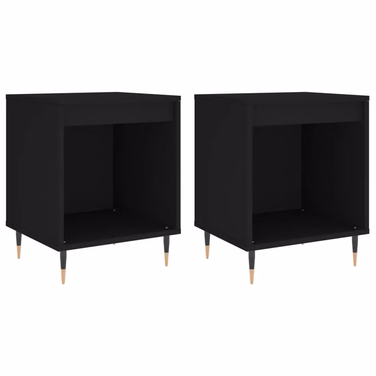Berkfield Home Set of 2 Modern Black Bedside Cabinets, W/D/H: 40 x 35 x 50 cm