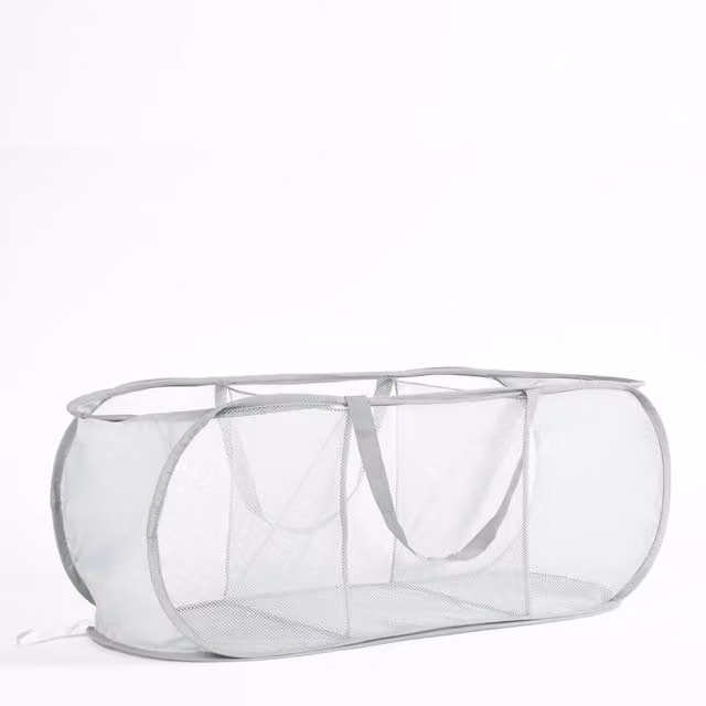 OHS 3 Section Collapsible Fabric Laundry Basket in Grey