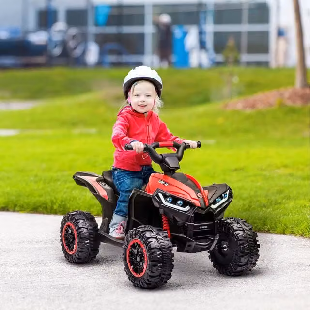 HOMCOM 12V Electric Quad Bike Kids Ride On Car with Light and Sound, Red