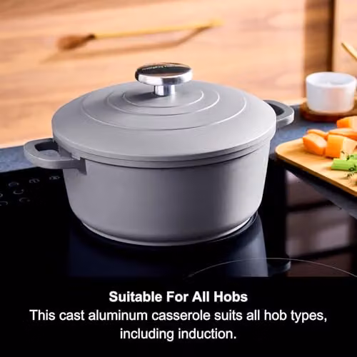 Morphy Richards Grey Cast Aluminium Casserole with Non-Stick Ceramic Coating, 2.3 l – 6