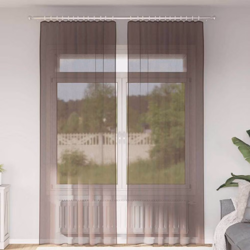 Berkfield Home Brown Voile Fabric Panel Curtains with Rod Pockets, 2 Pack – 2
