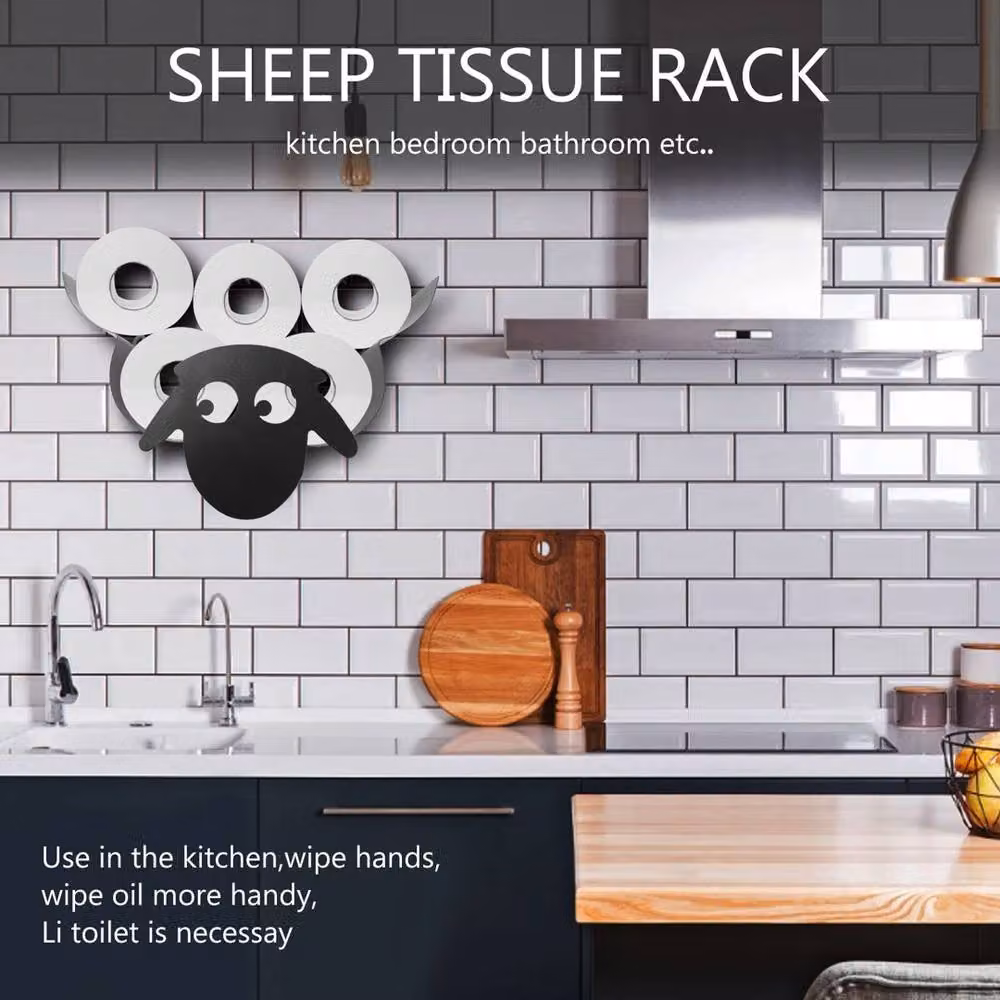 EONLION Black Sheep Metal Toilet Roll Paper Storage, W: 180 cm x D: 5 cm x H: 180 cm – 5