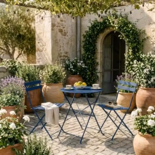 Harbour Housewares 2 Seater Sussex Bistro Garden Furniture Set in Blue – 2