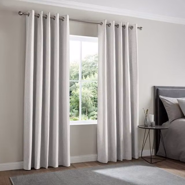 Simply Collection Blackout Fabric Panel Curtain in Grey and Silver with Eyelets