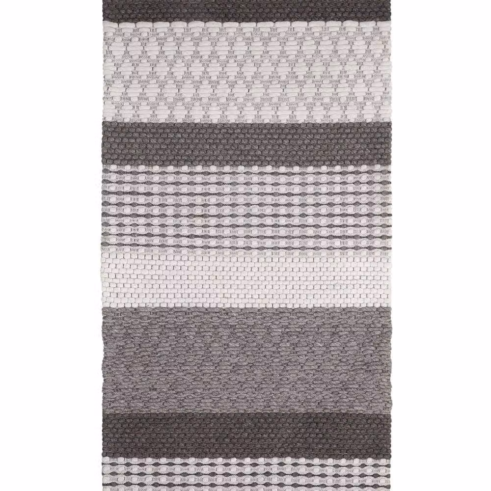 Wyld and Coco Grey Patchwork Wool Blend Handwoven Area Rug, W: 80 cm, L: 150 cm – 1