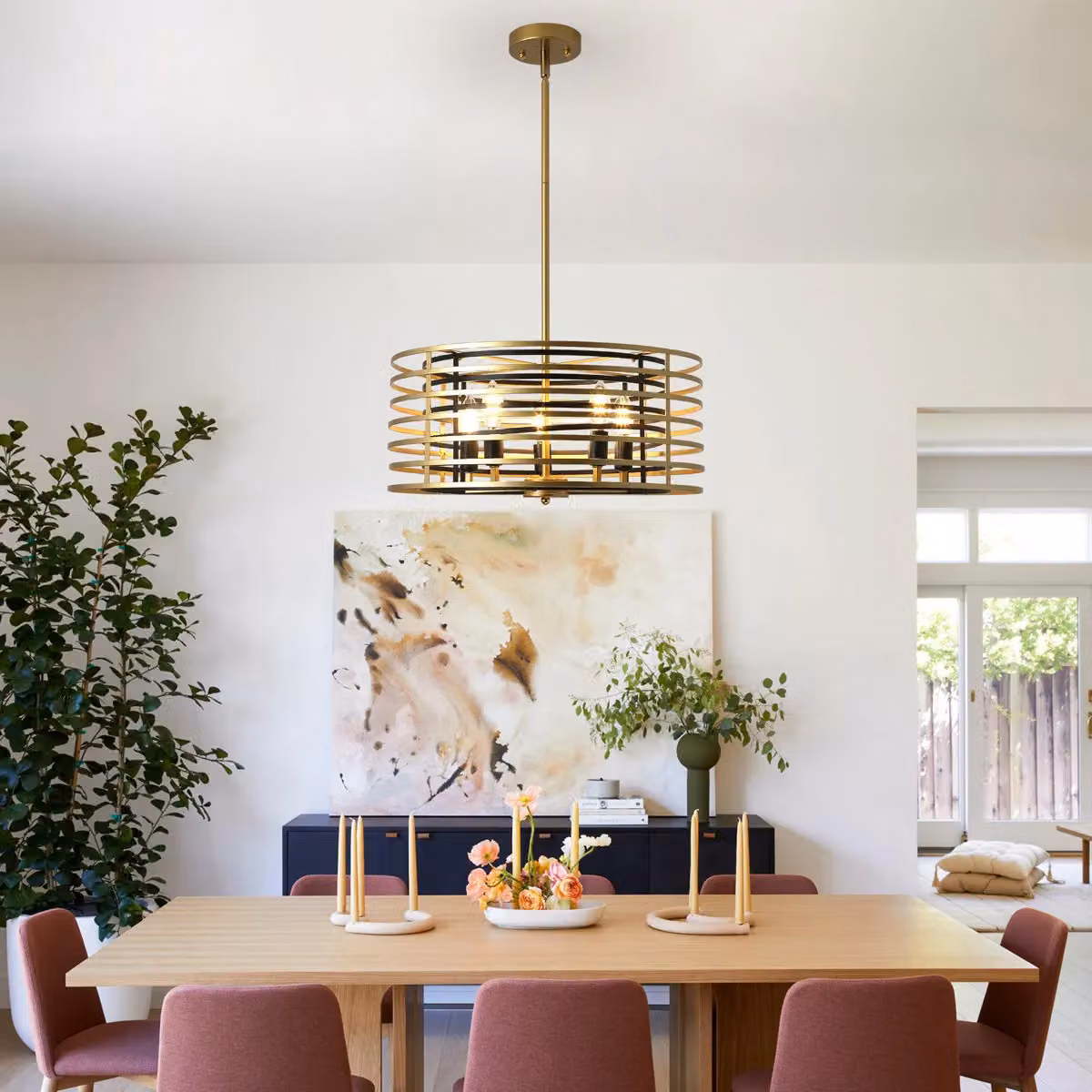 Garwarm 5 Light Adjustable Dimmable Modern Pendant Light in Gold/Brass, Diameter: 50 cm – 2