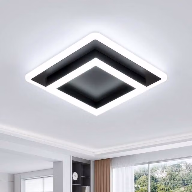 Goeco Modern Square LED Ceiling Light, 30W, Black, 6500K Cool White – 1