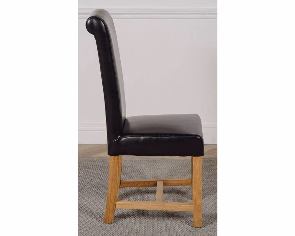 Thats Furniture Washington Black Synthetic Leather Dining Chairs with Oak Wood Legs – 3