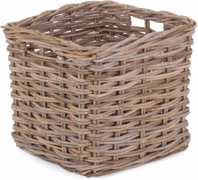 Red Hamper Grey Rattan Square Storage Basket with Handles W/D/H: 33.0 x 30.0 x 33.0 cm – 1