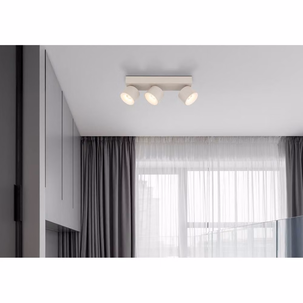 Netlighting Rae Ceiling Spotlight Bar in Matt Sand Beige with 3x Adjustable LED 3000K Warm White – 2