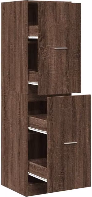 Berkfield Home Apothecary Cabinet in Brown Oak, W: 40 cm, D: 41 cm, H: 144.5 cm