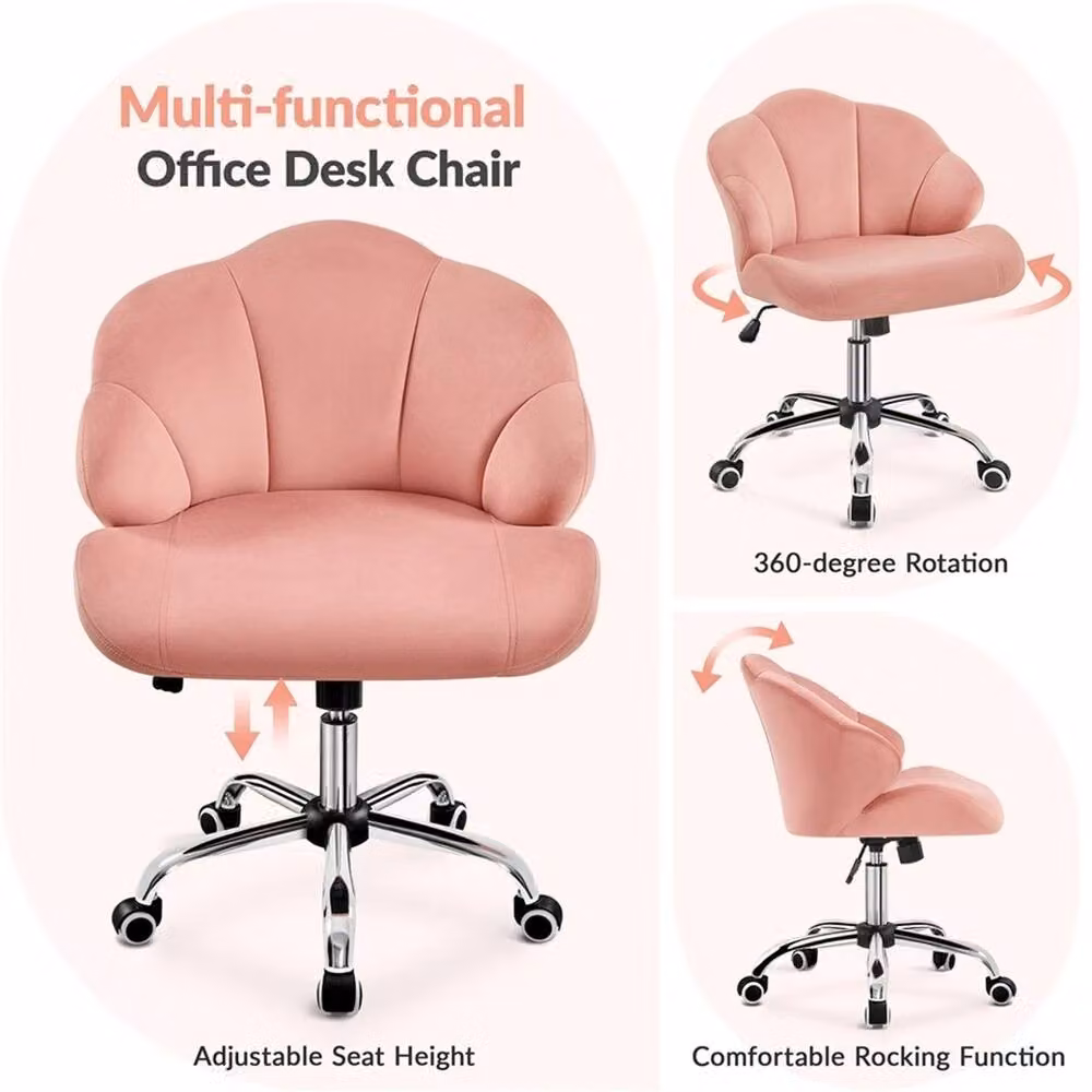 EONLION Pink Modern Velvet Swivel Home Office Task Chair – 2