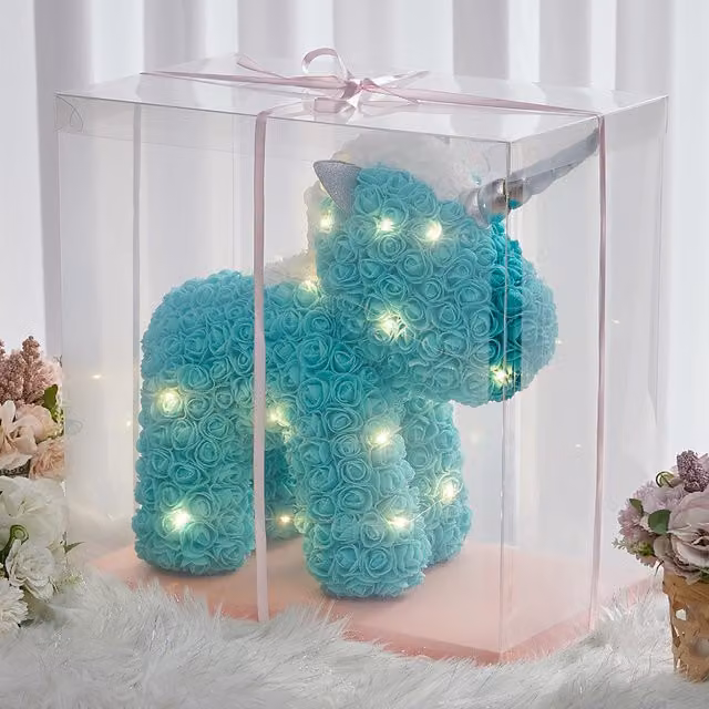 Lifeideas LED Rose Foam Unicorn in Turquoise Blue with Gift Box