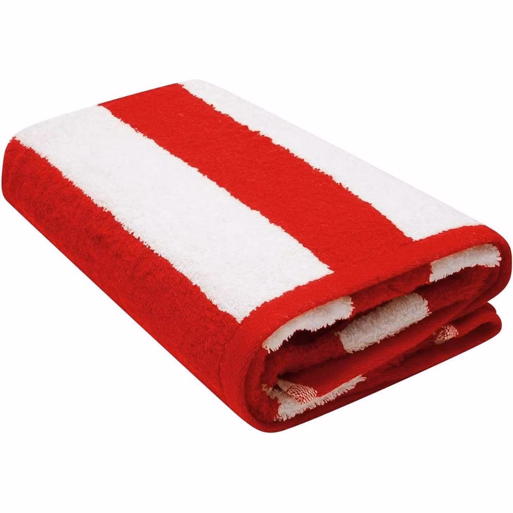 K Collection Striped Cotton Beach Towel Pack of 2 in Red, W: 152 cm, H: 76 cm – 2