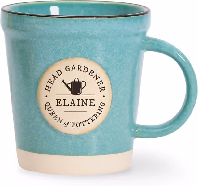 History and Heraldry Elaine Pre-personalised Plant Pot Mug in Blue Stoneware
