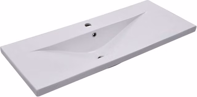 Berkfield Home Rectangular Built-in Ceramic Basin in White, W: 101 cm, D: 39.5 cm, H: 18.5 cm